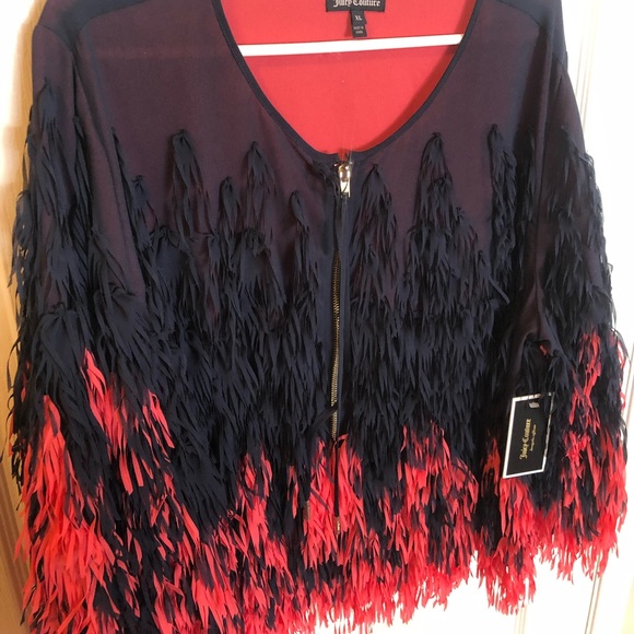 Juicy Couture Color Block Chiffon Fringe Jacket - Picture 2 of 4